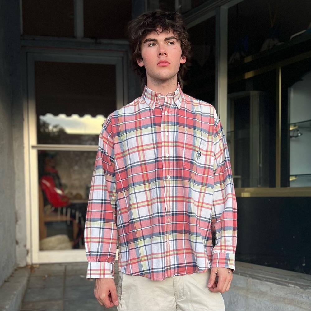 90s Cinch Plaid Button-Up Shirt – Medium, 100% Cotton